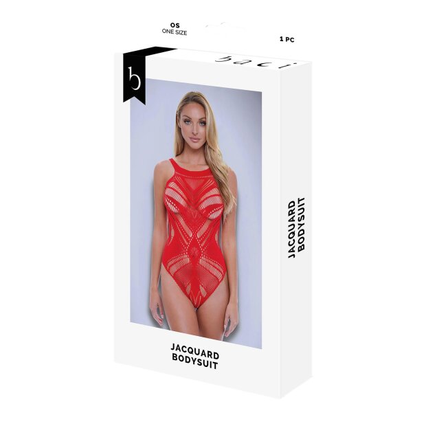 Baci Jacquard Bodysuit Red Onesize - Queensize