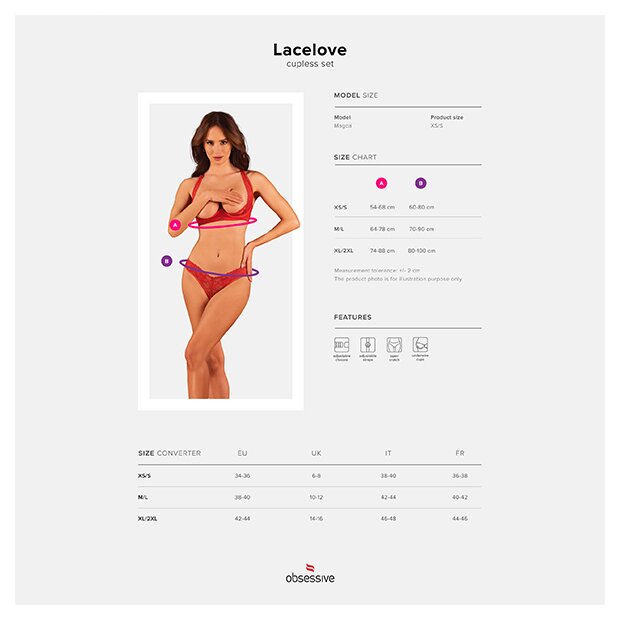 Obsessive Lacelove cupless 2-pcs set  M/L - XL/XXL