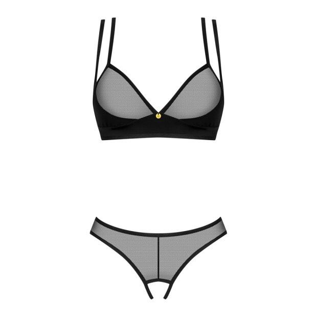 Obsessive Nesari Set BH und Ouvert String schwarz XS/S - XL/XXL
