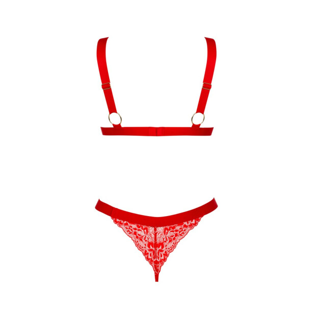 Obsessive Elianes Set BH und String mit Spitze rot XS/S - XL/XXL