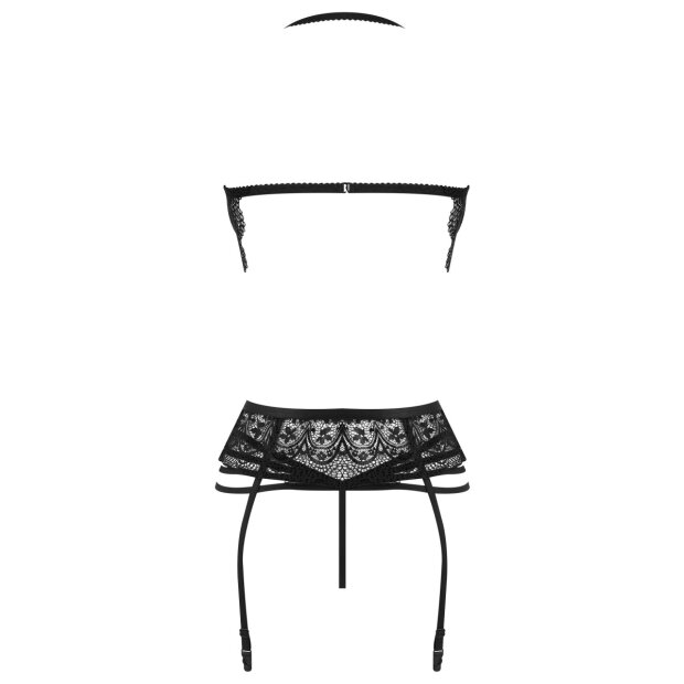 Beauty Night Fashion Lace Temptation corset & thong black S/M - XXL/3XL