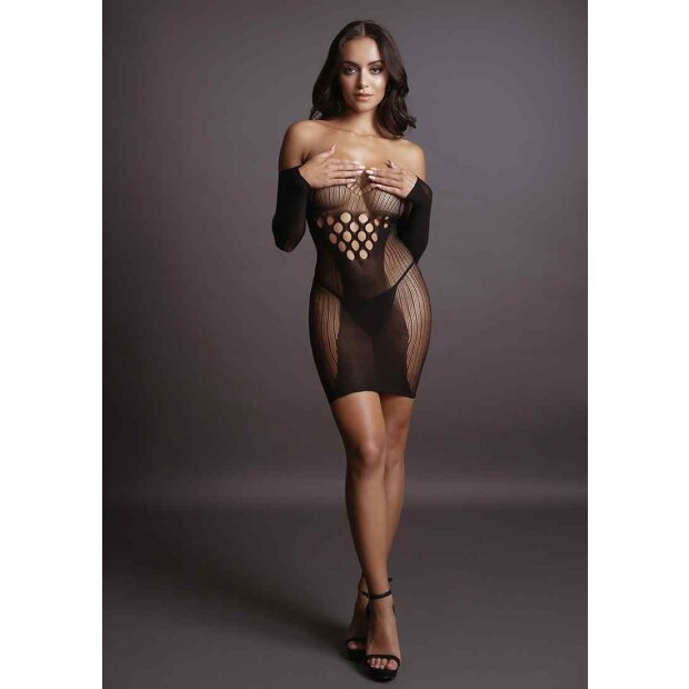 Long Sleeved Mini Dress Black - Onesize - Queensize