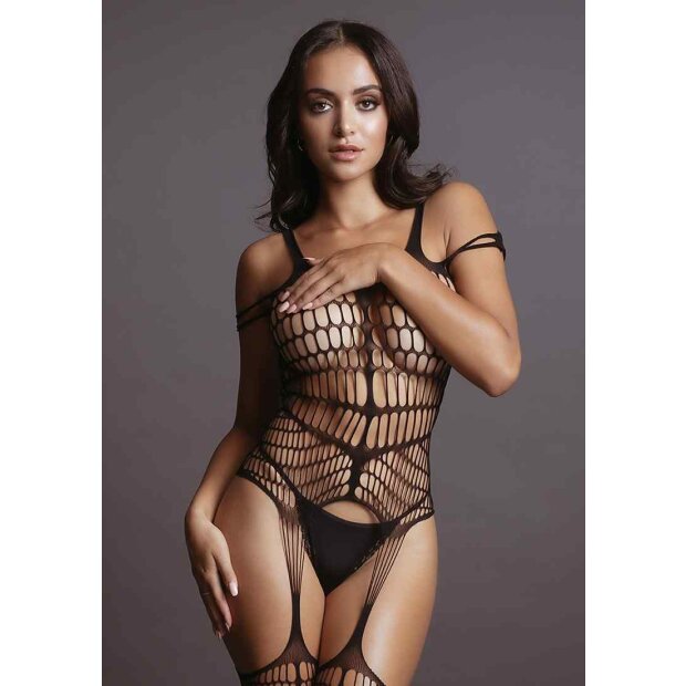 Shredded Bodystocking - Black Onesize - Queensize