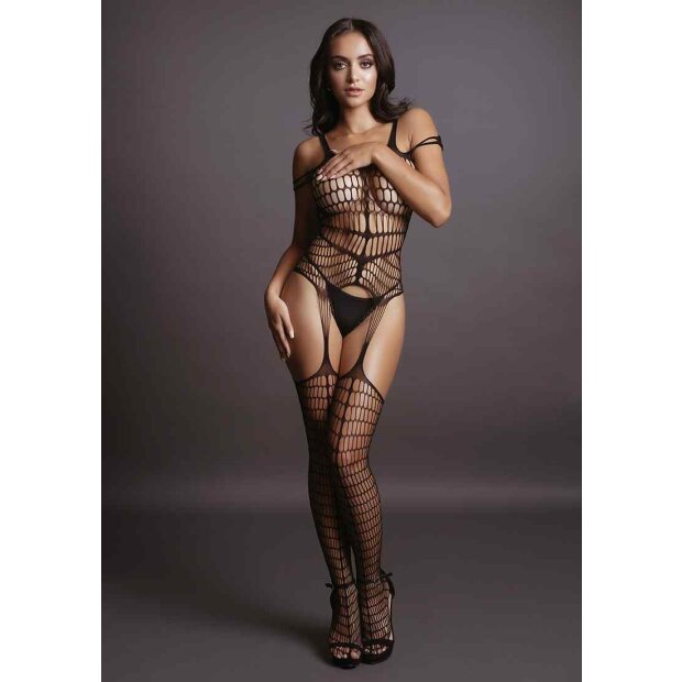Shredded Bodystocking - Black Onesize - Queensize