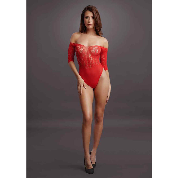 Crotchless Rhinestone Teddy - Red Onesize - Queensize