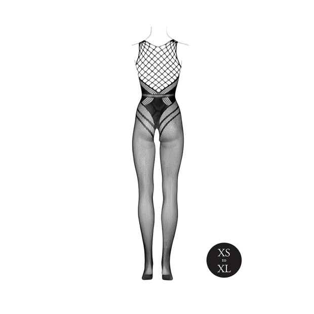 Le Désir Bodystocking with Accentuated Lines Black Onesize - Queensize
