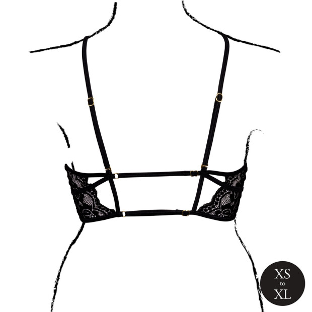 Le Désir Open Cup Triangle Bra with Lace and Adjustable Sliders Black Onesize - Queensize
