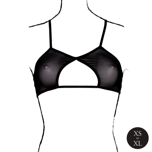Le Désir Keyhole Mesh Bra with Double Back Straps and Adjustable Sliders Black Onesize - Queensize