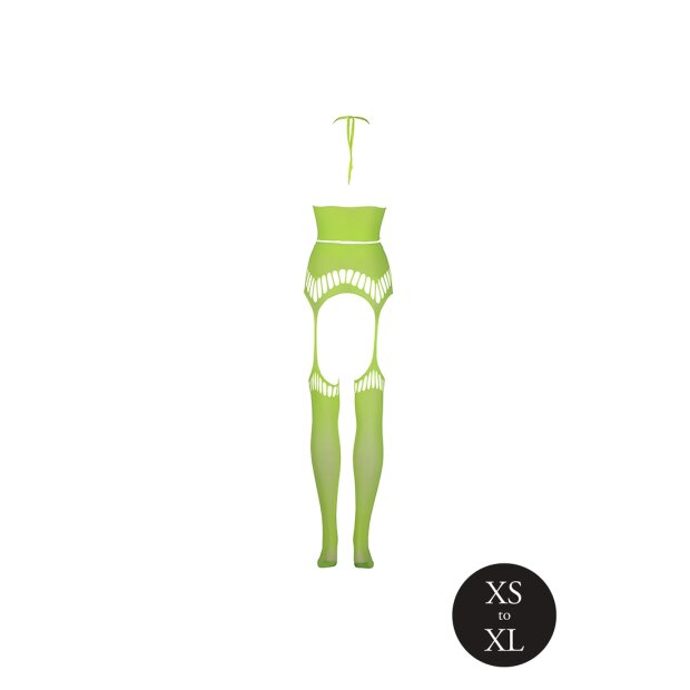 Shots Ouch! UV-Neon Zweiteiler mit Crop Top und Strümpfen grün Onesize - Queensize
