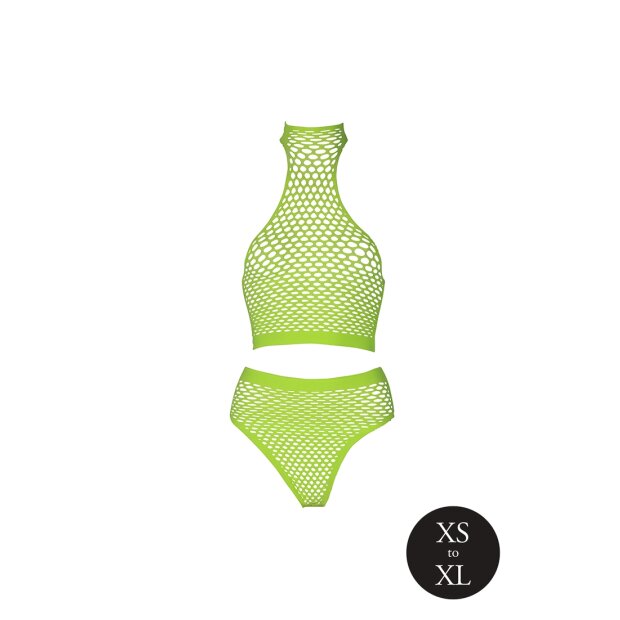 Shots Ouch! UV-Neon Crop Tank Top und Slip mit hoher Taille grün Onesize - Queensize