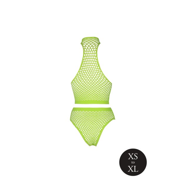 Shots Ouch! UV-Neon Crop Tank Top und Slip mit hoher Taille grün Onesize - Queensize