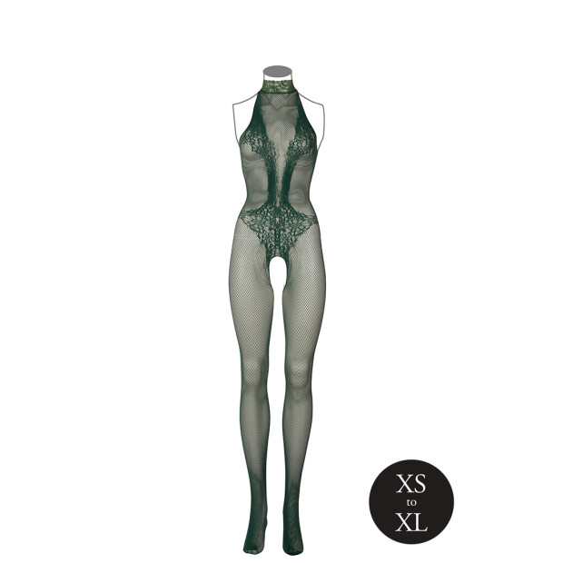 Fishnet and Lace Bodystocking Green Onesize - Queensize