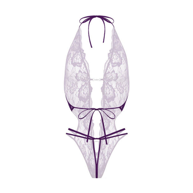 Christine Lace open crotch body Renee- purple S/M - L/XL