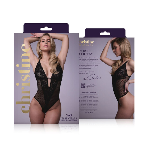 Christine Sensual open crotch body Dewi- black - S/M - XXL