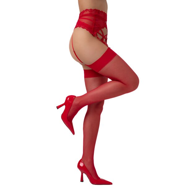 Christine Suspender Stocking - Red - S/M - L/XL