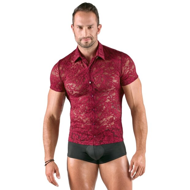 Svenjoyment Transparentes Kurzarmhemd Rot S