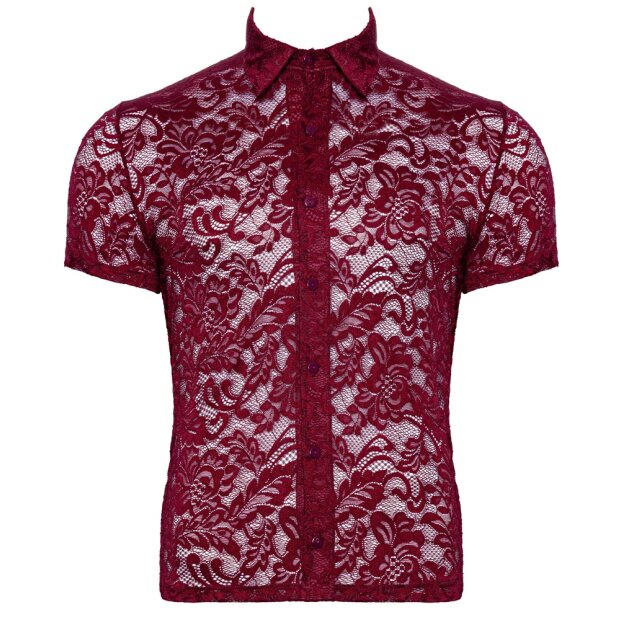 Svenjoyment Chemise transparente à manches courtes Rouge XL