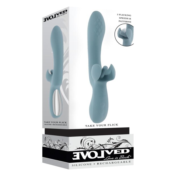 Evolved Take Your Flick Vibromasseur Rabbit Bleu 24,2 cm
