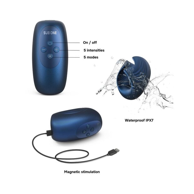 Manwan Masturbateur avec 5 modes de vibration Bleu foncé