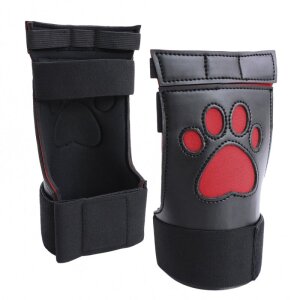 Kinky Puppy Dog Paw Gloves Black Red