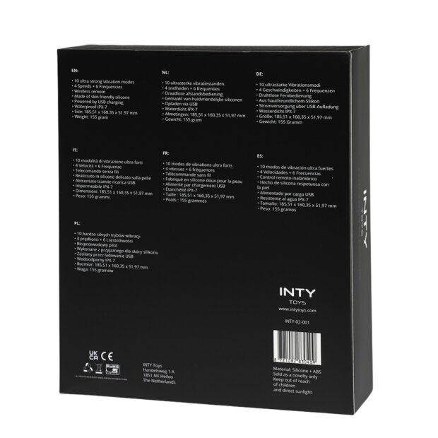 INTY Toys Vibromasseur 10 modes de vibration ultra-puissants Rose