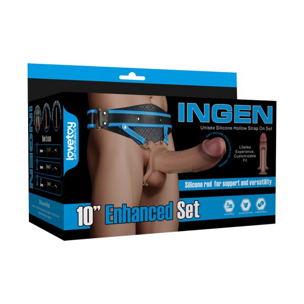 LoveToy Ingen Strap-On avec Godemichet Creux Beige 25,5 cm Ø 6,7 cm Tour de Taille 101,5 cm