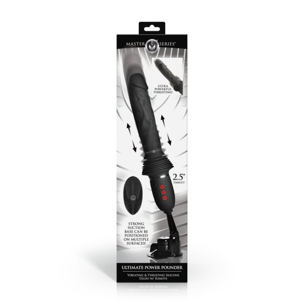 XR Brands Vibrierender und stoßender Silikondildo mit Fernbedienung Schwarz