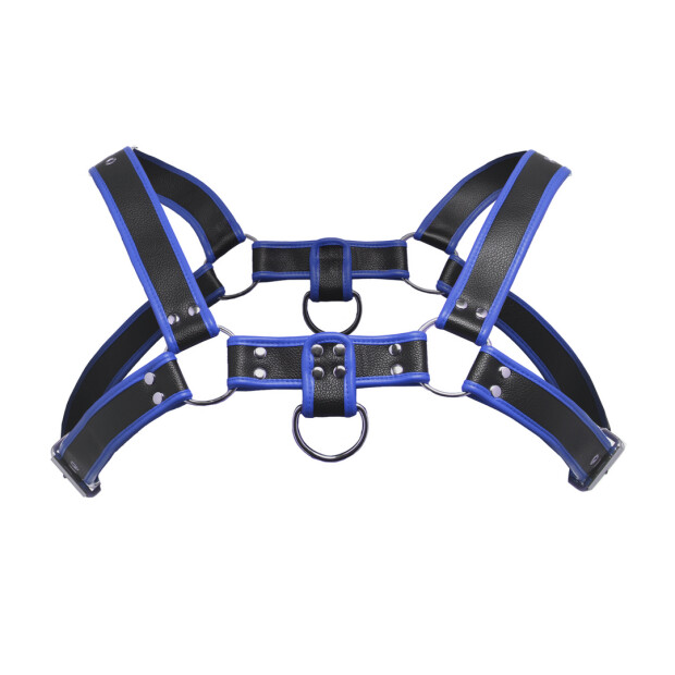 XR Brands Chest Harness Black Blue