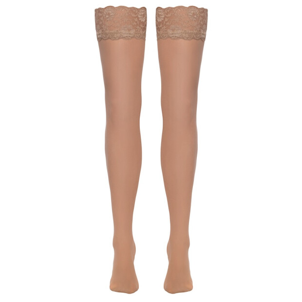 Cottelli Collection Strümpfe mit 9 cm breitem elastischem Spitzenrand Beige S