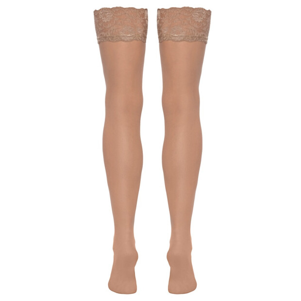 Cottelli Collection Strümpfe mit 9 cm breitem elastischem Spitzenbund Beige XL