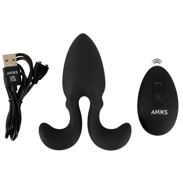 ANOS vibrating anal plug with flexible anchor arms Ø max. 3.8 cm Black