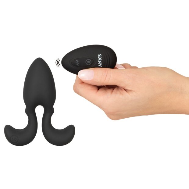 ANOS vibrating anal plug with flexible anchor arms Ø max. 3.8 cm Black