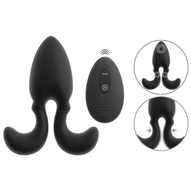 ANOS vibrating anal plug with flexible anchor arms Ø max. 3.8 cm Black
