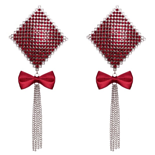 Cottelli Collection Diamond Nipple Stickers Mit Ketten und Satinschleifen