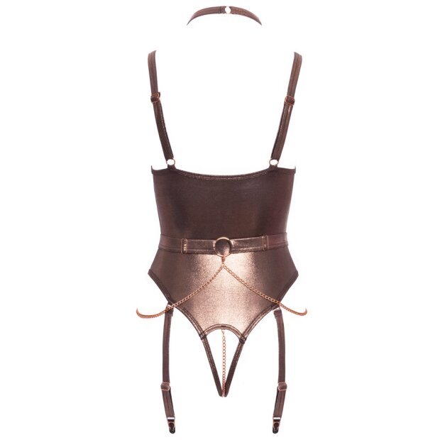 Abierta Fina Body avec jarretelles Marron S