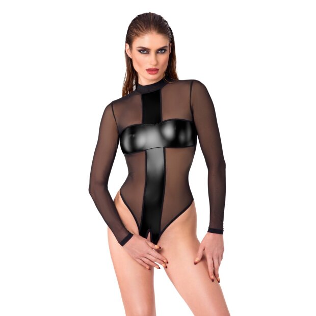 Noir Transparent Body with Open Crotch Black XL