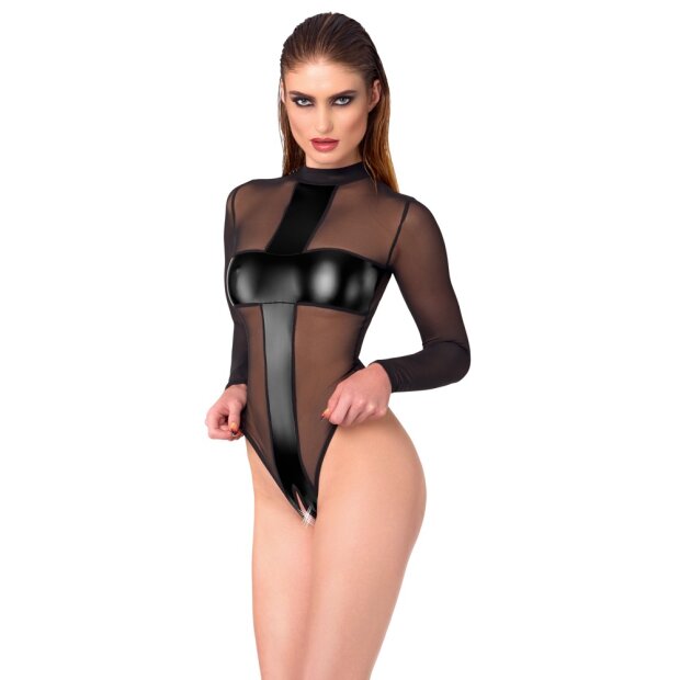 Noir Transparent Body with Open Crotch Black XL