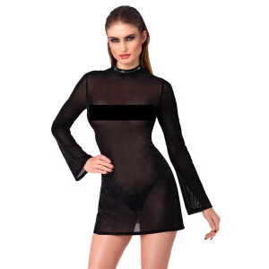 Noir Transparentes Minikleid mit Glitzer Schwarz M
