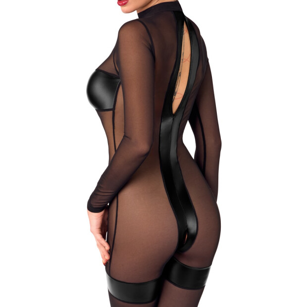 Noir Transparent Overall with Open Crotch Black M