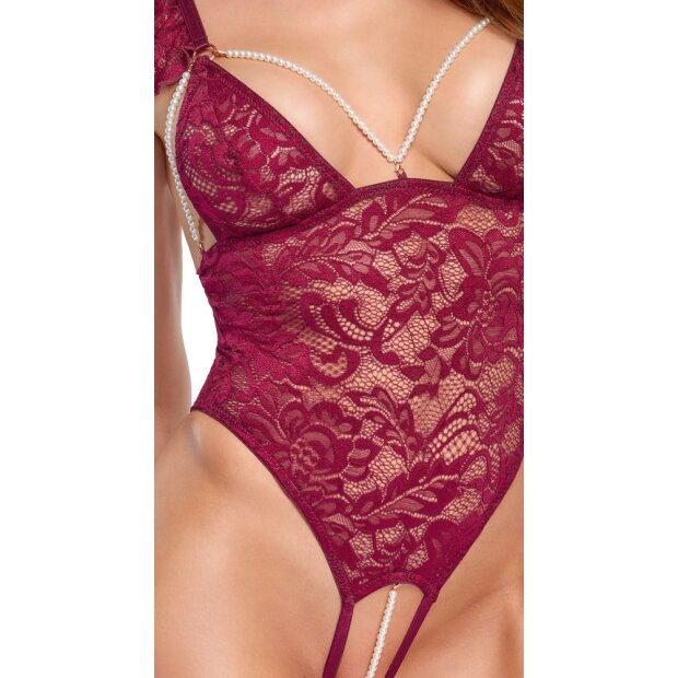 Cottelli Collection Body en Dentelle à Entrejambe Ouvert Rouge XL