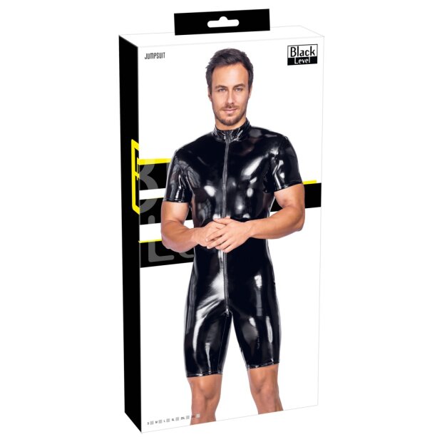 Black Level Kurzoverall aus Lack Schwarz XL