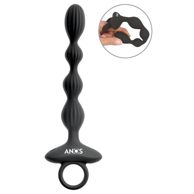 ANOS Perles Anales Flexibles avec Vibrations Sautillantes Noir 21,1 cm Ø 2,6 cm
