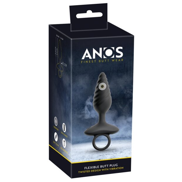 ANOS Flexible Anal Plug with Vibration Black Ø 3.4 cm