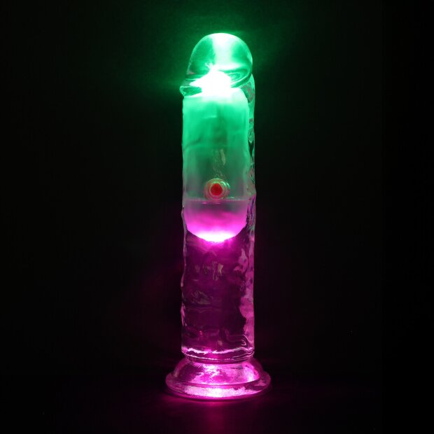 RealRock Vibrierender Dildo mit LED Transparent 15 cm Ø 3 cm