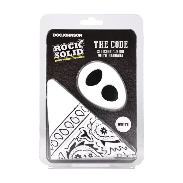 Doc Johnson The Code Silikon-Penisring mit Bandana Weiß Ø 4,6 cm