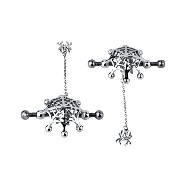 Kiotos Pinces à Mamelons Toile d’Araignée avec Chaîne Argenté