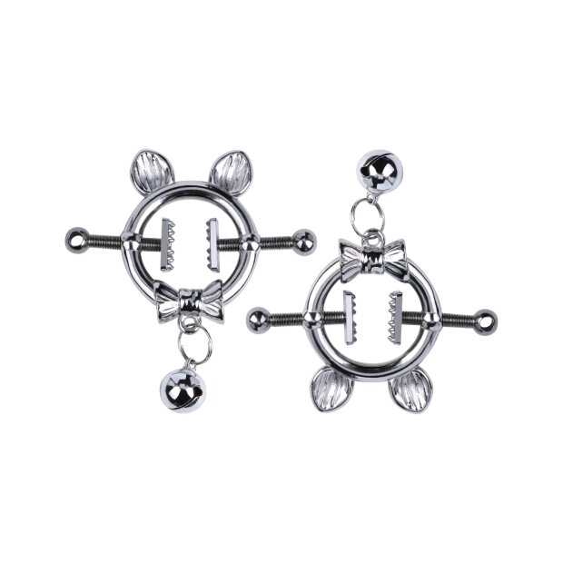 Kiotos Steel Kitten with Bowtie Nippelklemmen mit Kette Silber
