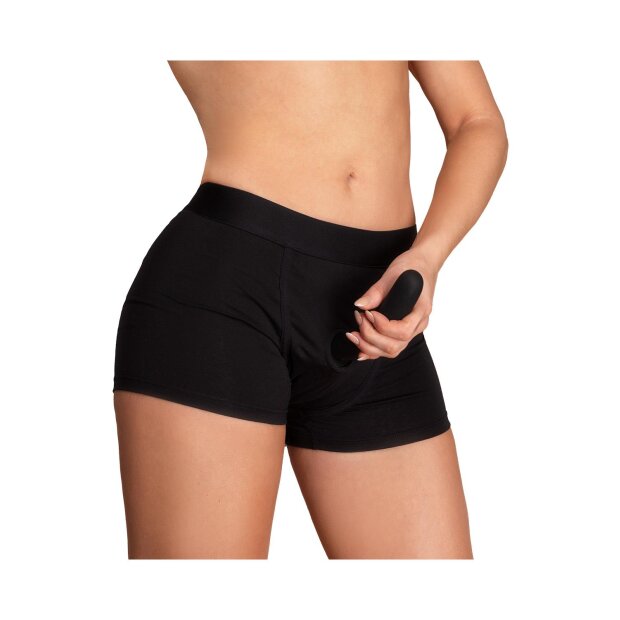 Dream Toys Rex Strap-On Shorts With Dildo Black M 15.5 cm Ø 3 cm