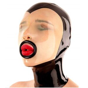 LateXcite Facial Mouth Hood Large Schwarz Transparent