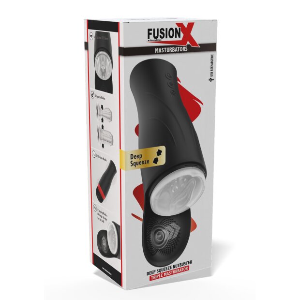 Hidden Desire Fusion X Deep Squeeze Nutbuster Triple Masturbator Black